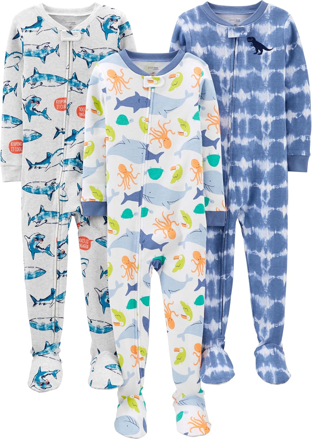 Simple Joys by Carter's Baby Boys 3 pack Snug Fit Footed Cotton Pajamas
