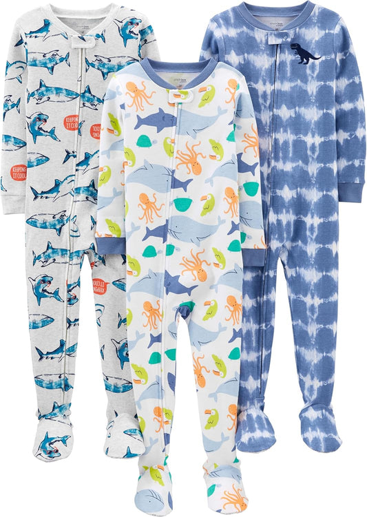 Simple Joys by Carter's Baby Boys 3 pack Snug Fit Footed Cotton Pajamas