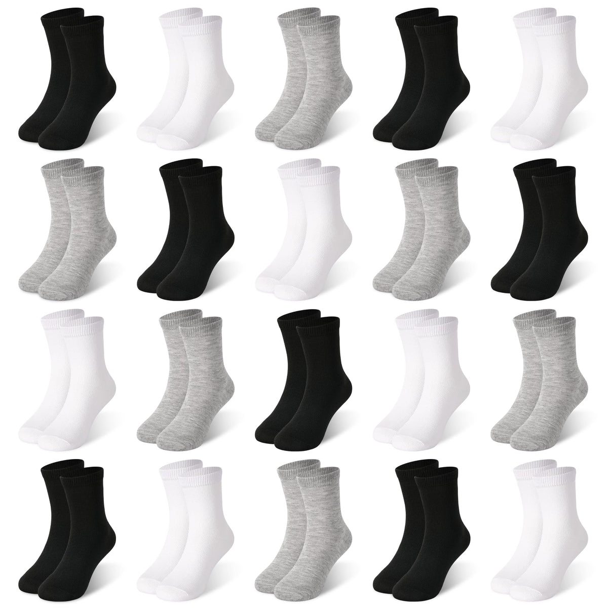 ZERULETS 20 Pairs Toddler Socks Kids Boys Crew Socks 1-13 Years