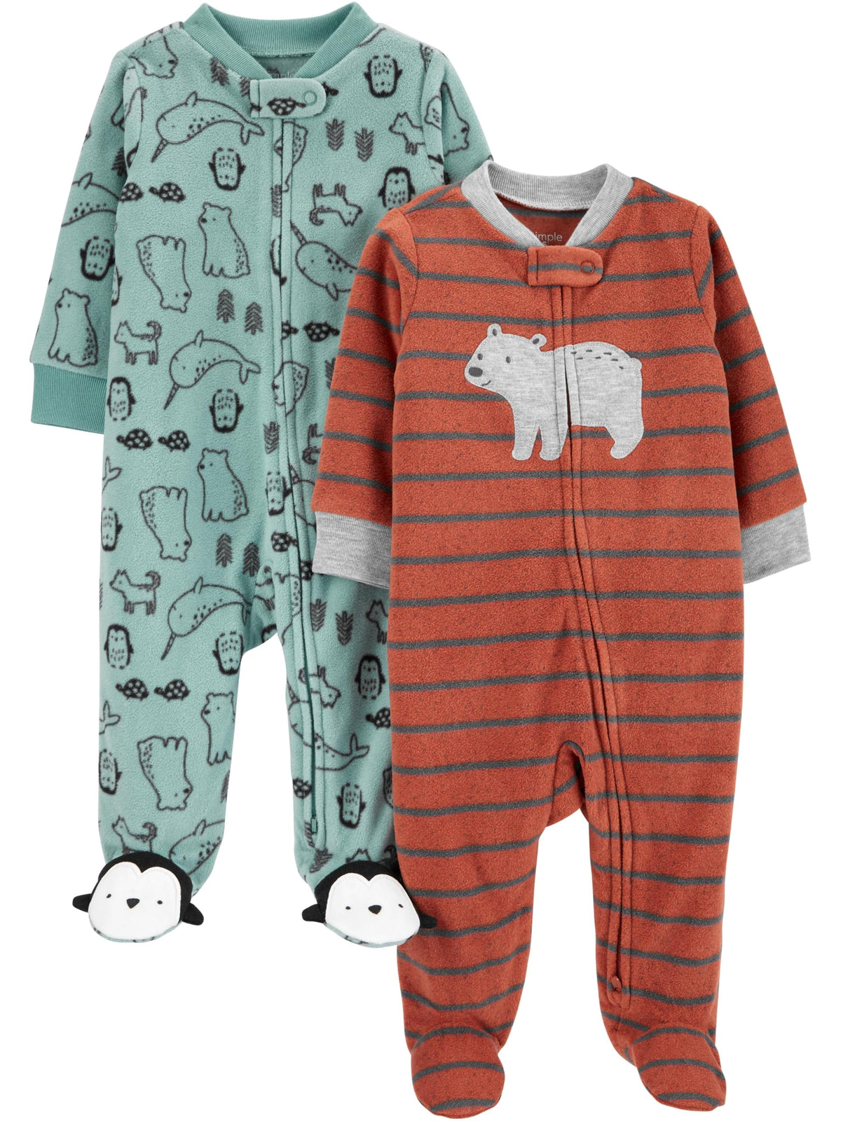 Simple Joys by Carter's Unisex Baby 2-pack Neutral Fleece Footed Sleep and Play