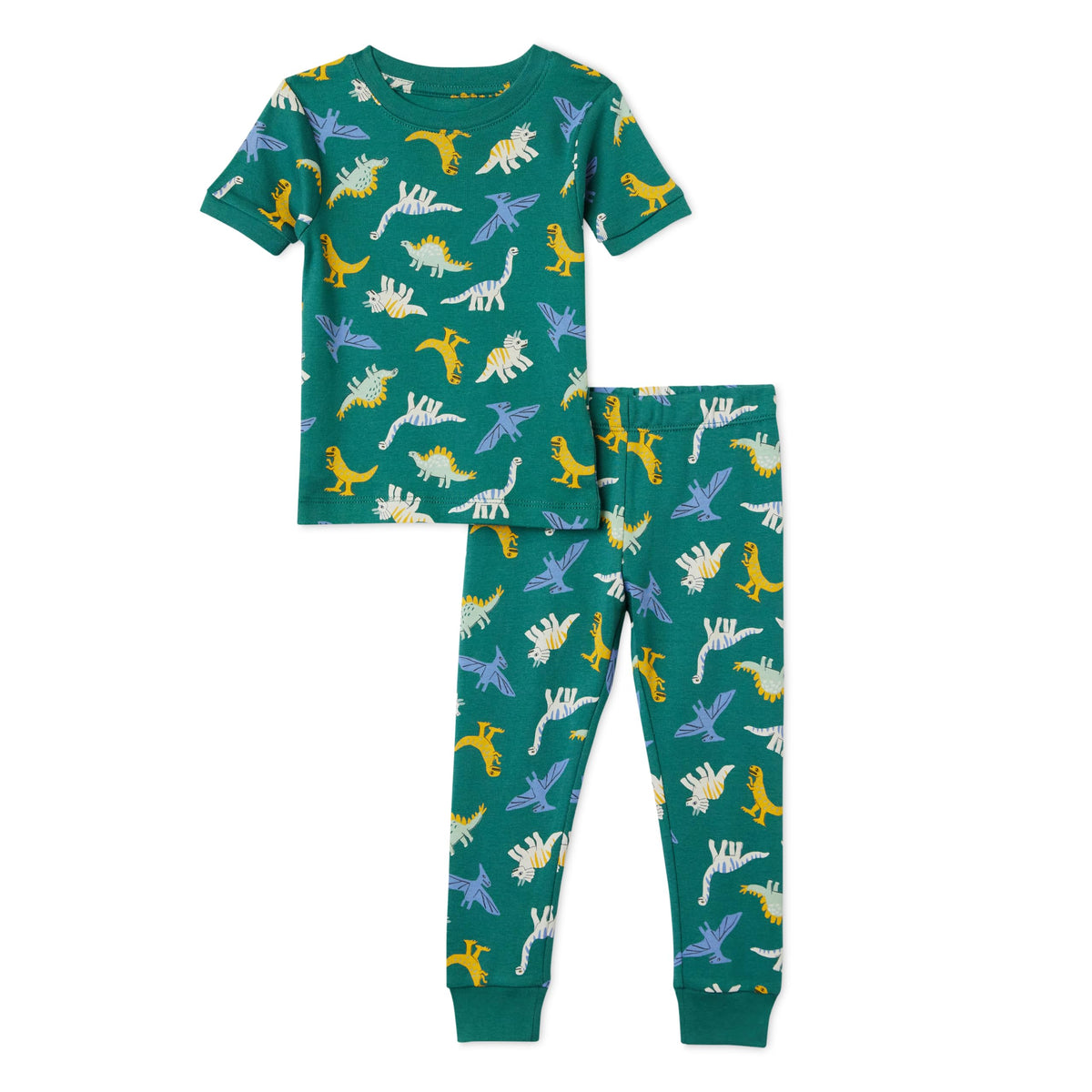 Amazon Essentials Boys' Snug-Fit Cotton Pajama Set, Short-Sleeve T-Shirt and Pants