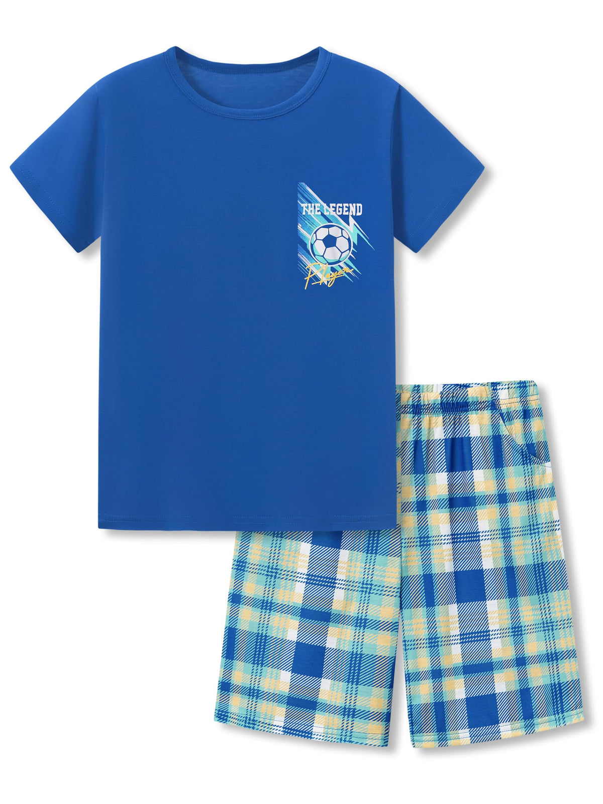 Beezizac Boys Pajamas Raglan Summer Cool Short Sleeve Set Size 6-18