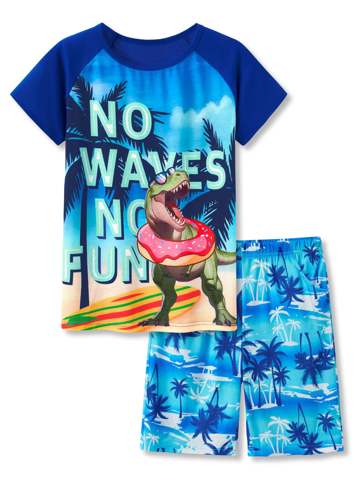 Beezizac Boys Summer Pajamas, Short-Sleeve 2-Piece Sleepwear, Sizes 6-18