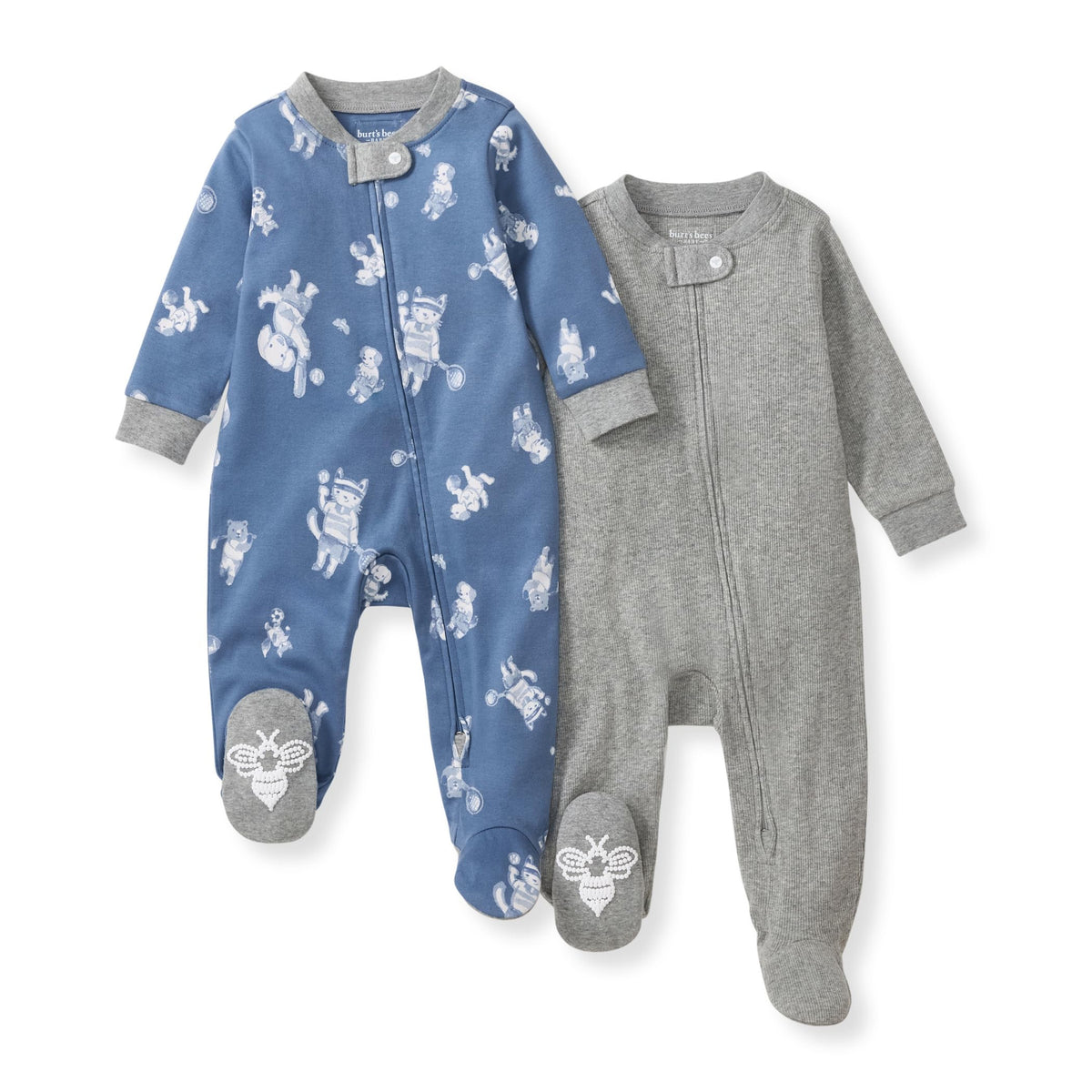 Burt's Bees Baby Boys' Organic Cotton, Sleep and Play Footed Pajamas