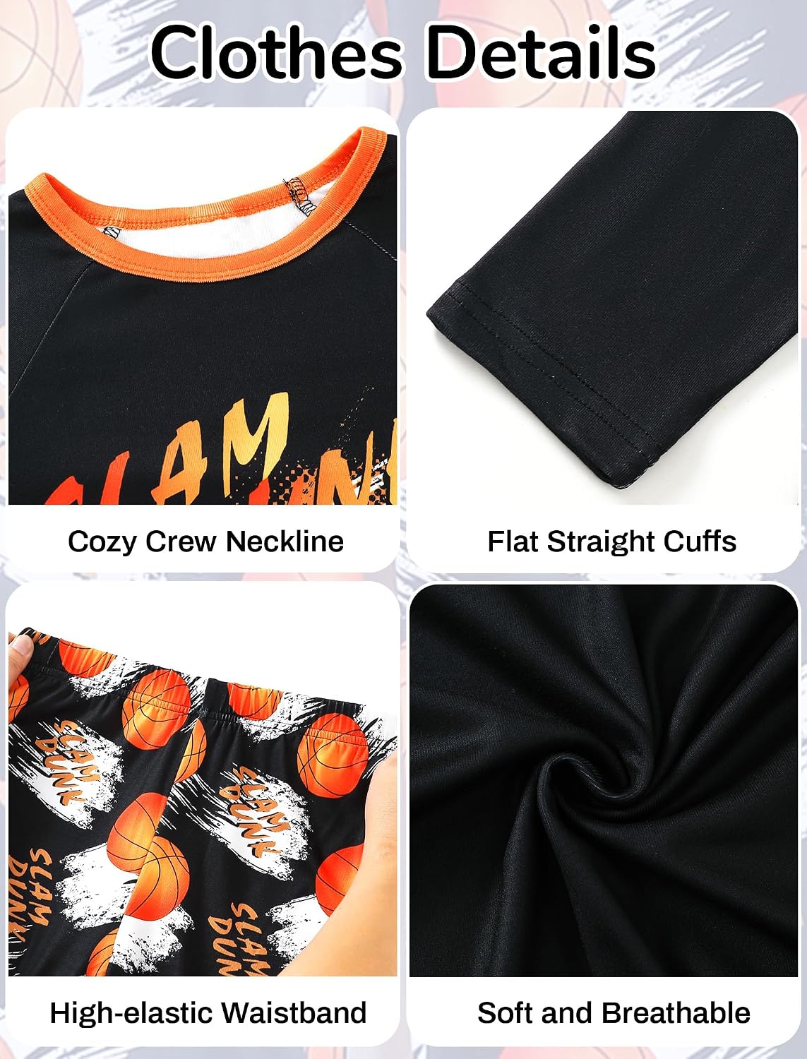 Mikrdoo Boys Pajamas Soft Stretchy Long Sleeve 2-Piece Sleep Set 6Y-16Y