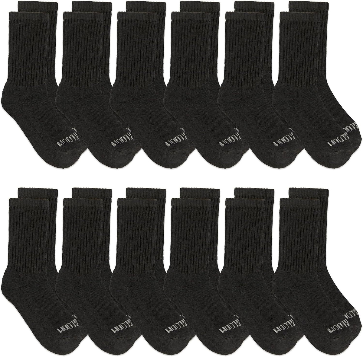 Fruit of the Loom Boys' Dual Defense Socks, Crew - 12 Pack - Black