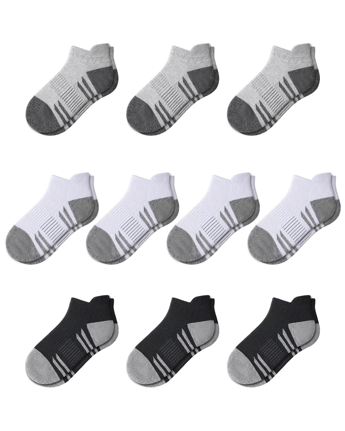 Somaibo 10 Pairs Boys Girls Ankle Socks Kids Athletic Socks No Show