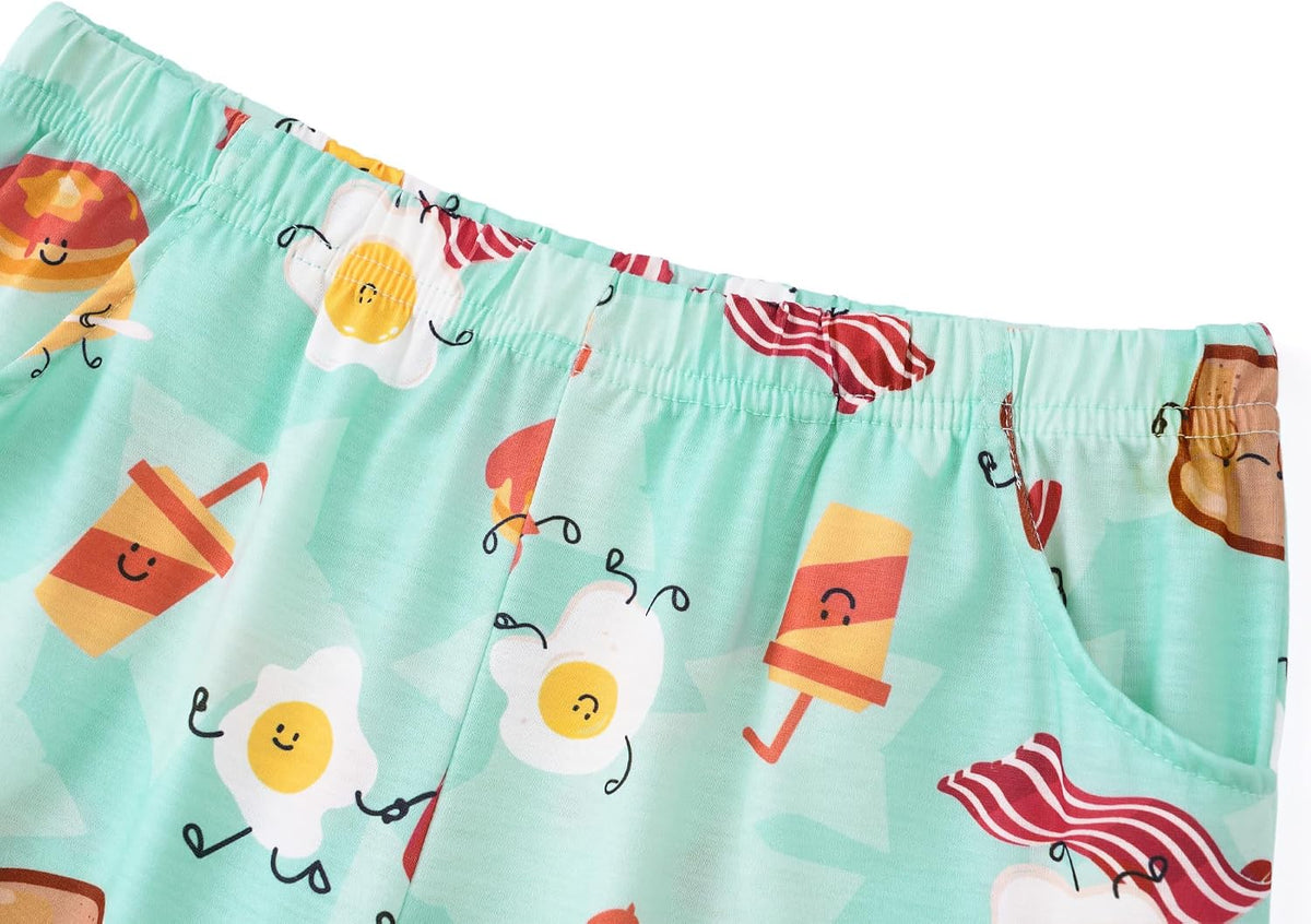 Beezizac Boys Pajamas Fun Prints Button-Down Short Sleeve Set Sizes 6-18