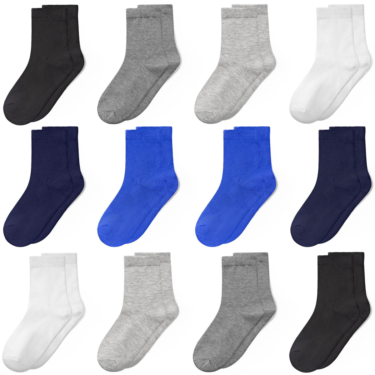 GENTABY Kids Socks 12 Pairs Boys Girls Athletic Crew Socks for Ages 1-13