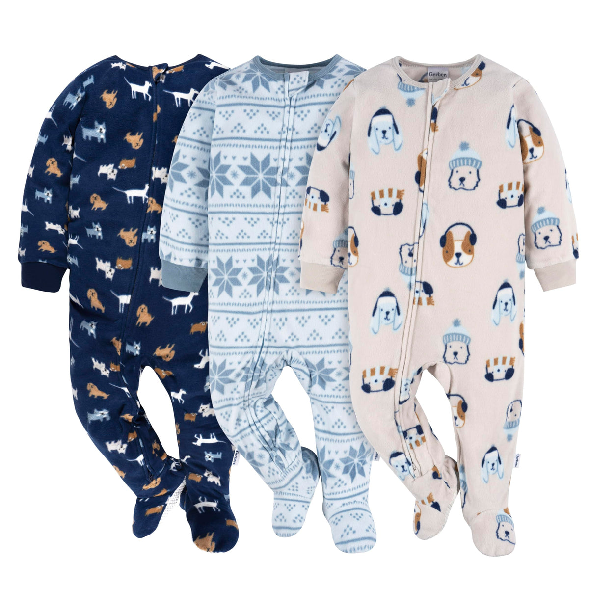 Gerber Baby Boys 3-Pack Fleece Footed Pajamas