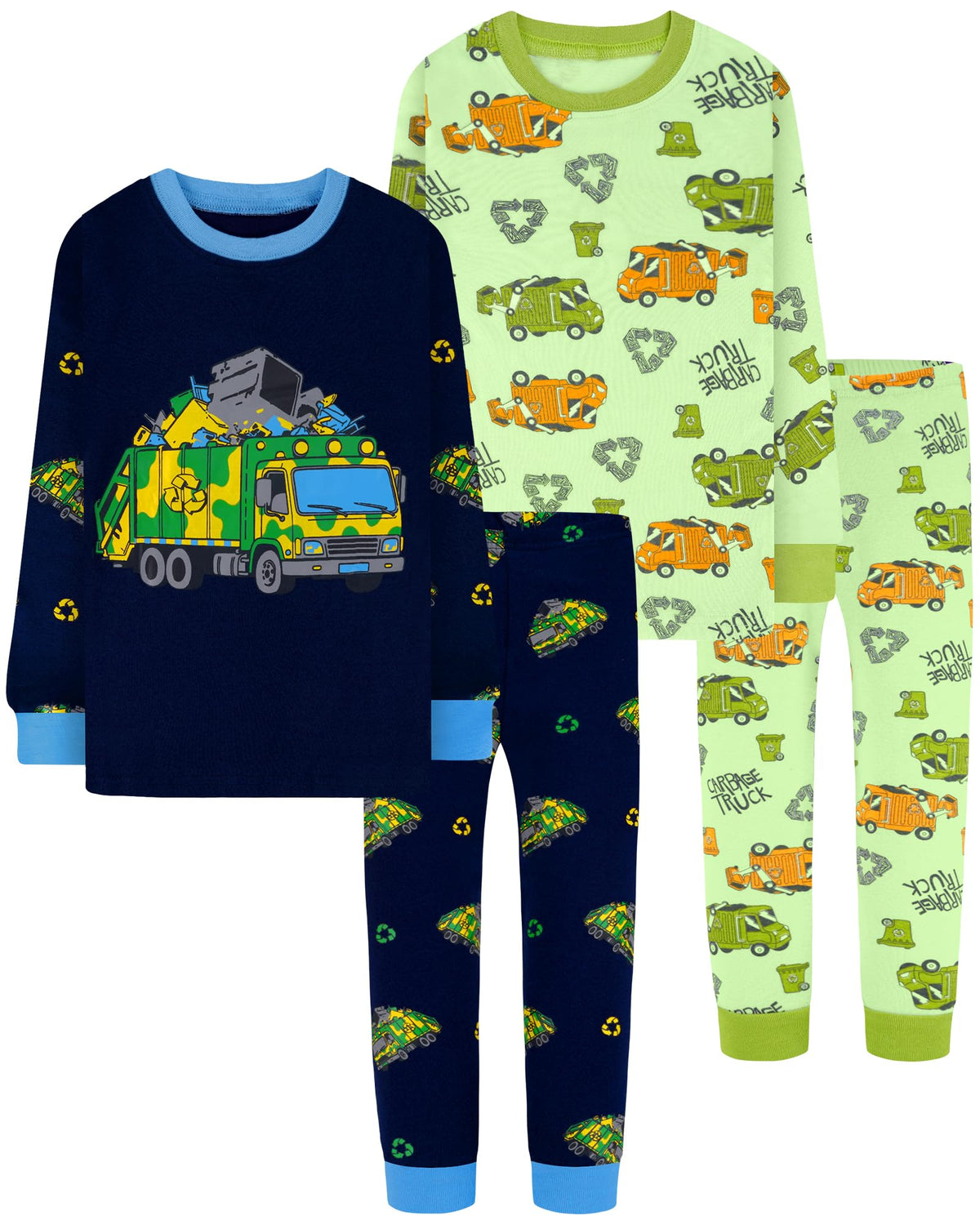 DAUGHTER QUEEN Boys Pajamas 4 Pieces Long Set 100% Cotton Sleepwear Size 18 Months-12 Years