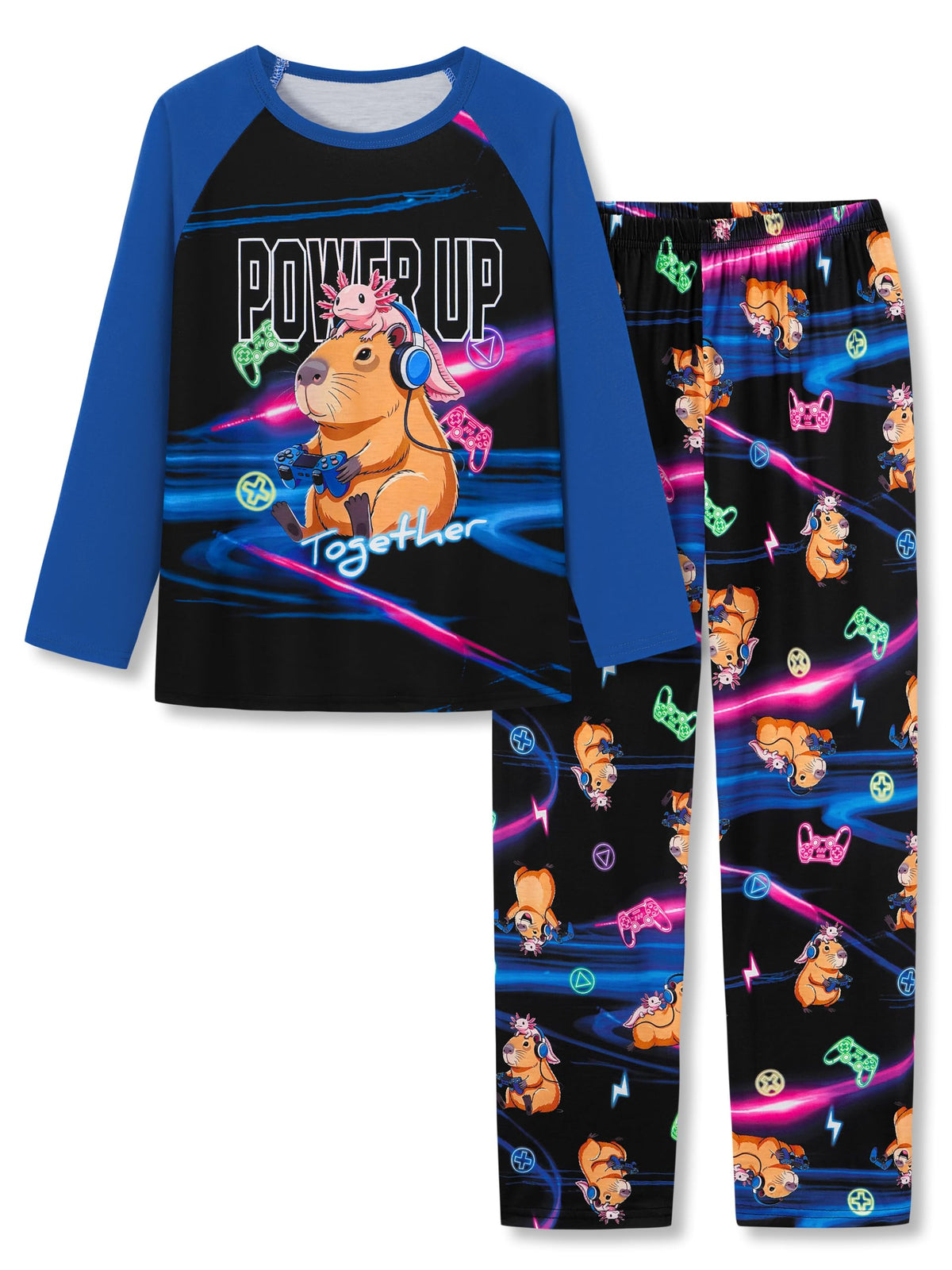 Beezizac Boys Pajamas Game/Ninja/Dinosaur Long Sleeve & Pants PJ Size 6-18