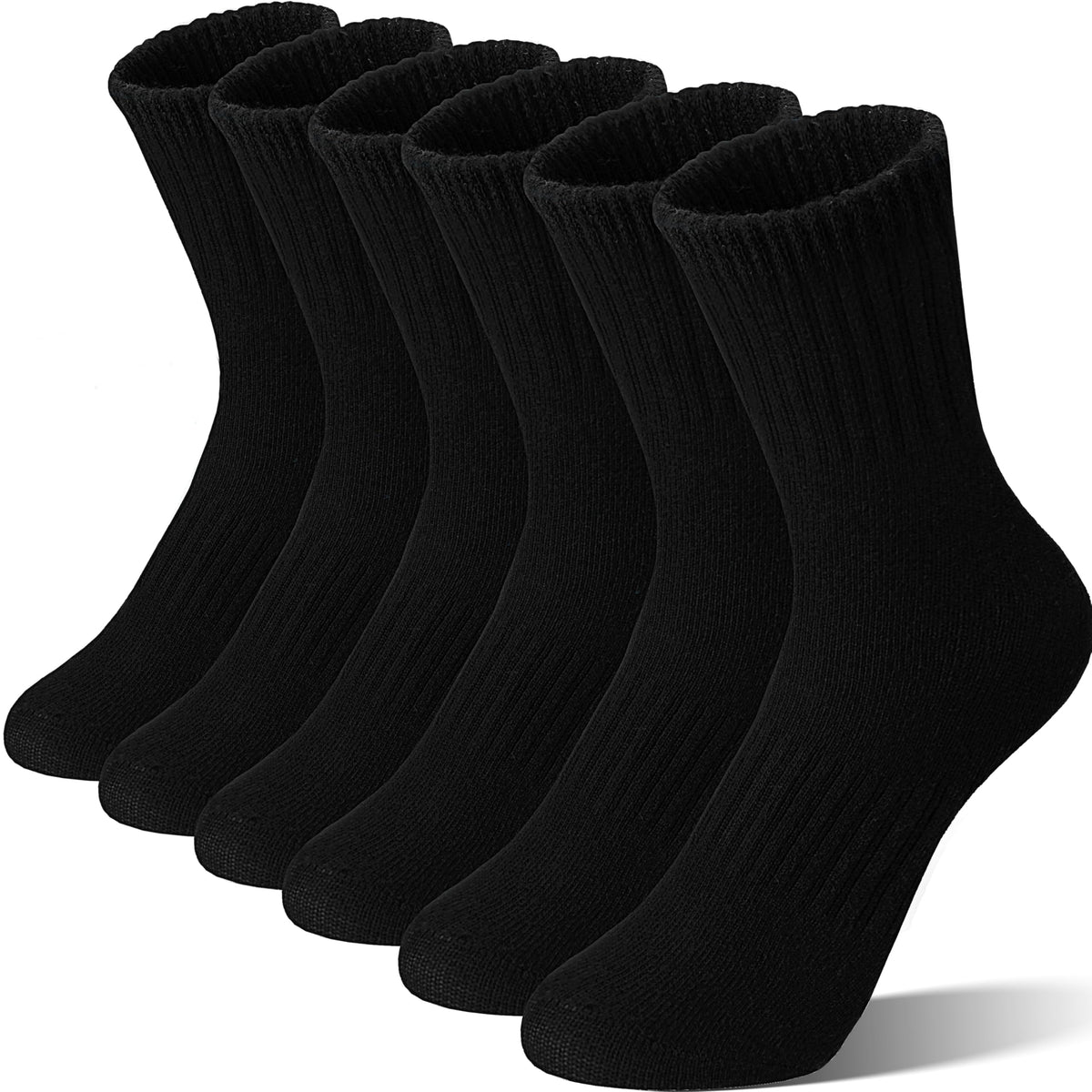 Unisex School Kids Boys Girls Athletic Socks Soft Cotton Student Uniform White Black Gray Crew Socks 6 Pairs