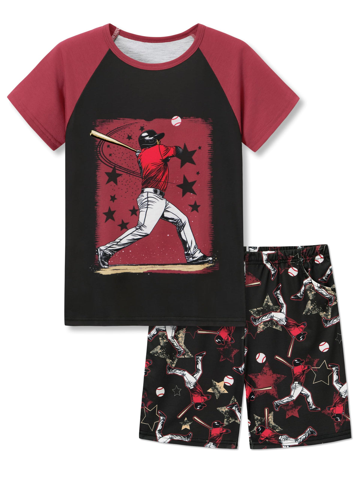 Topgal Boys 2-Piece Short Sleeve Tee & Shorts Pajamas Set Size 6-18