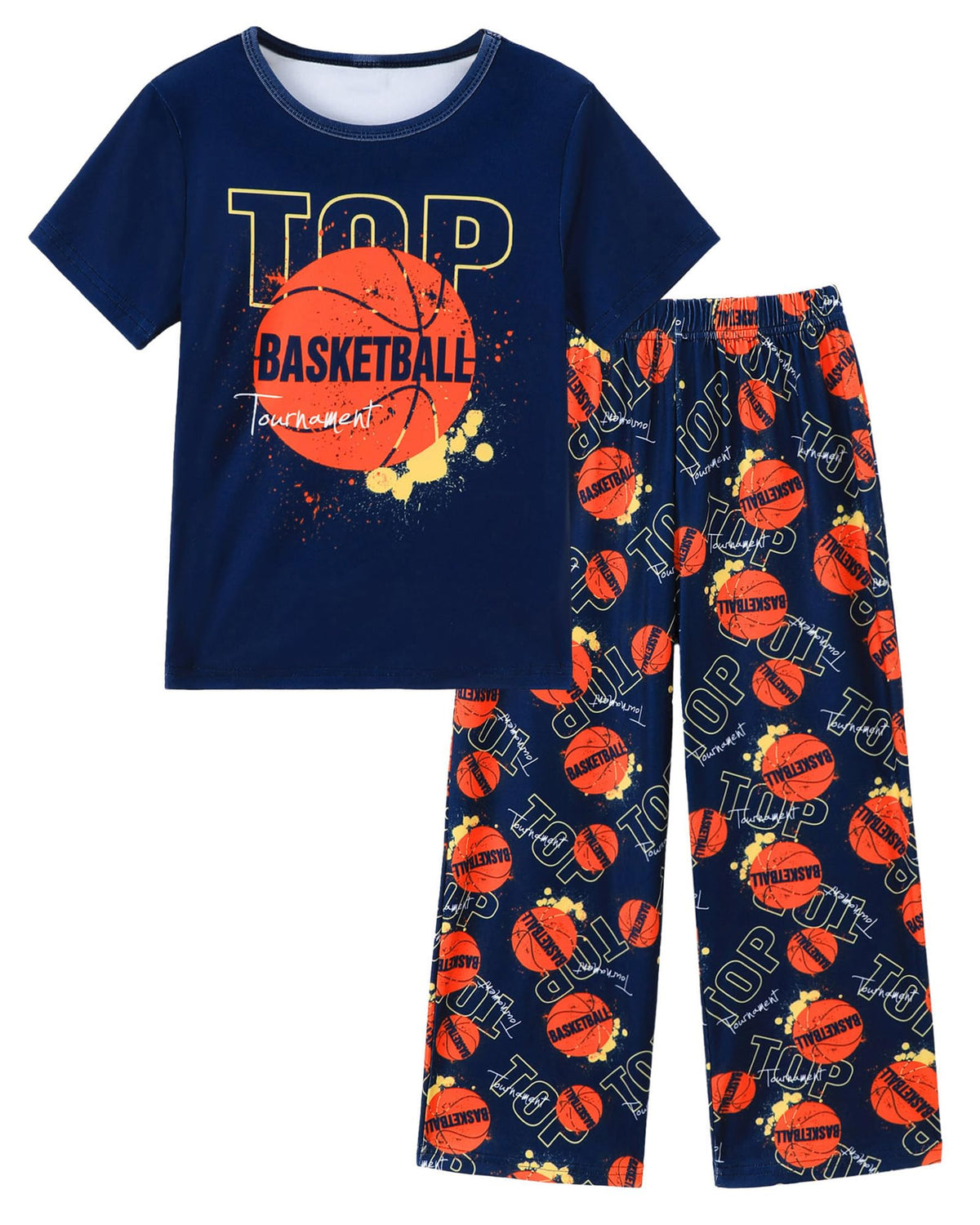 Mikrdoo Boys Pajamas Set 2Piece Short Sleeve Tops and Pants PJs Summer Sleepwear for Kids Size 2-14 Years