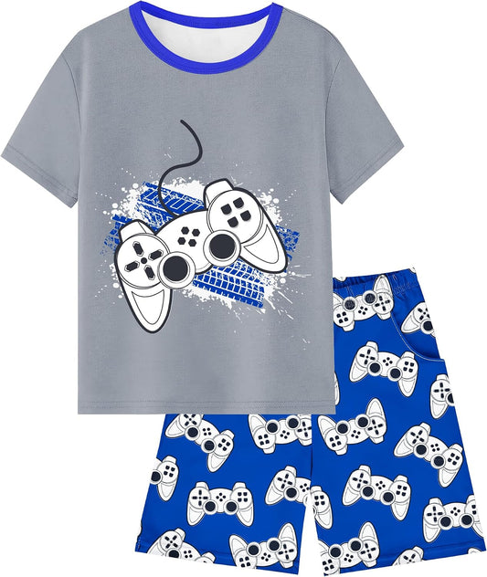 Fiodrimy Boys Pajamas Big Boys PJs Set Summer Short Sleeve Kid Sleepwear Boy Pajamas Size 8-14