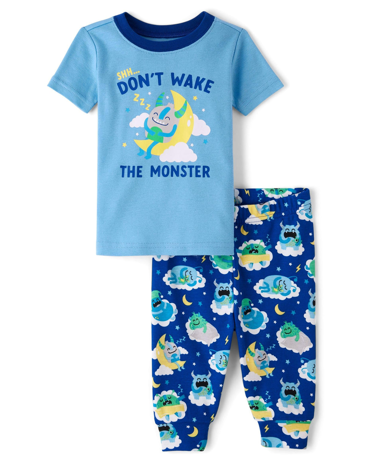 The Children's Place Baby Boys' Snug Fit 100% Cotton Short Sleeve Top and Pants 2 Piece Pajama Set
