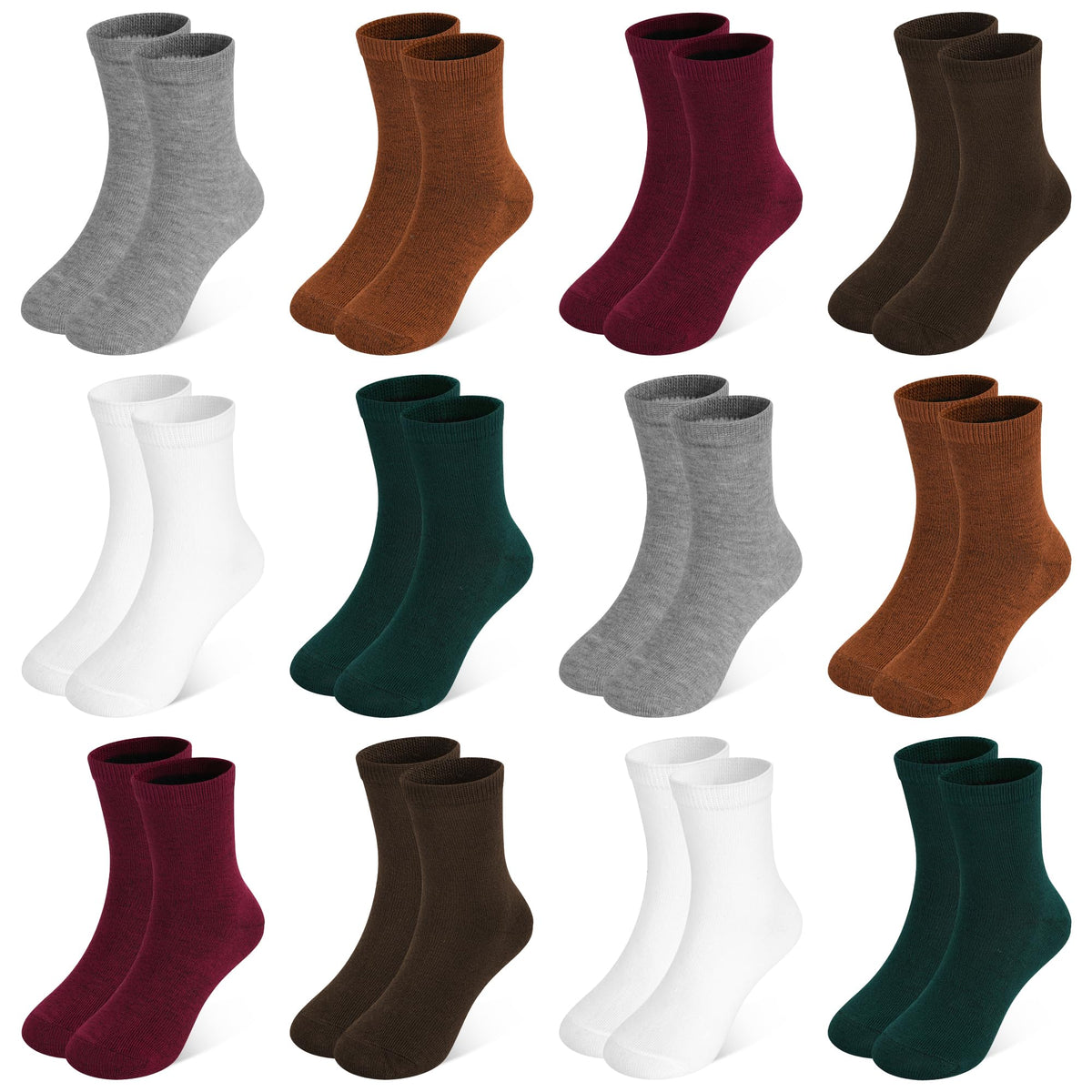 Kids Socks 12 Pairs Crew Socks for Toddler Boys Girls 1-14 Years