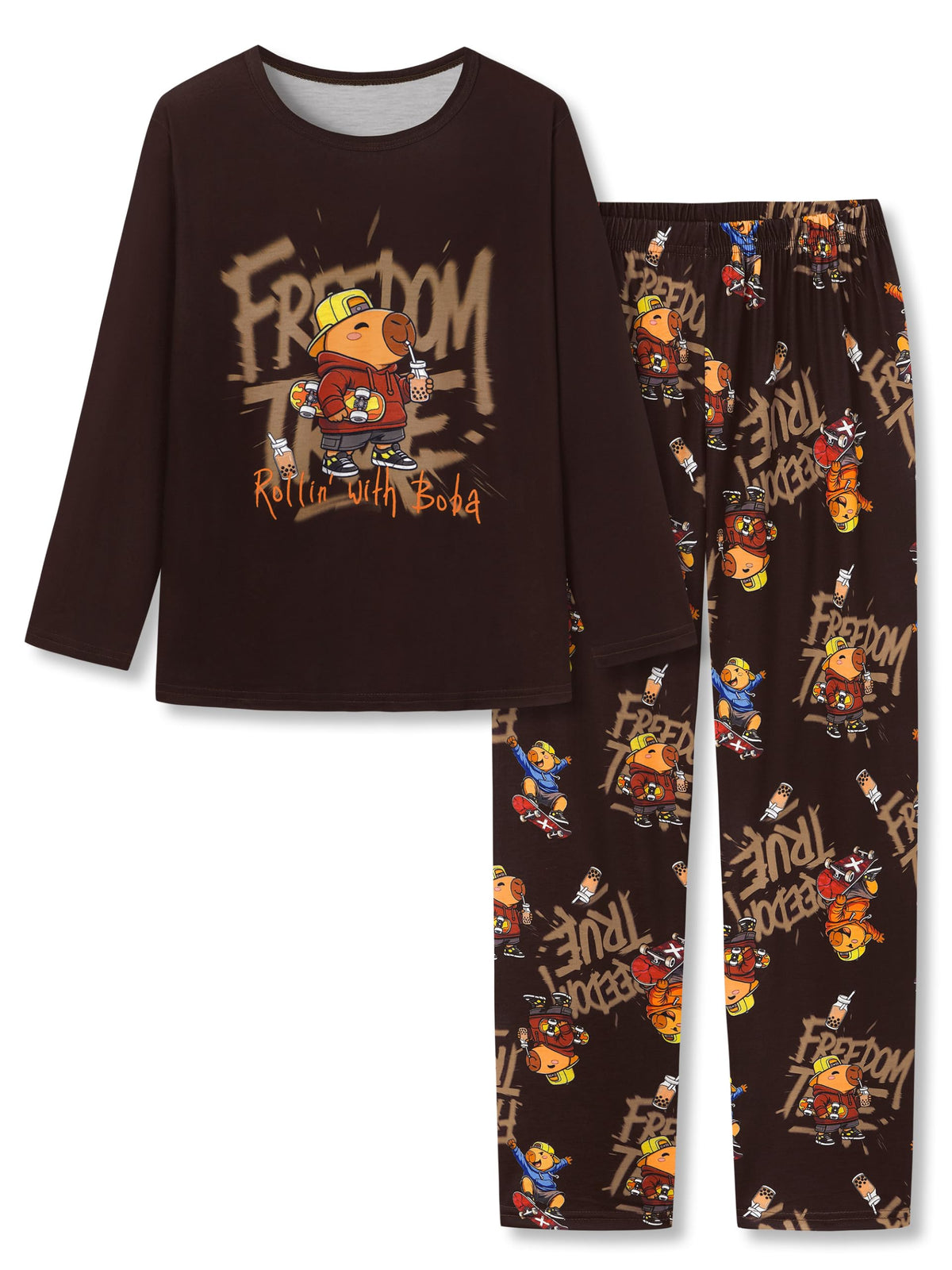 Tebbis Boys Trendy Graphic Long Sleeves & Pants Winter Pajamas Sizes 6-18