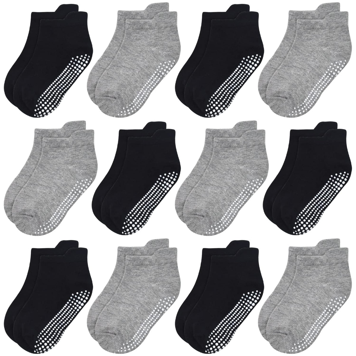 GRPSKCOS Non Slip Toddler Baby Socks 12 Pairs Anti Skid Ankle Socks for Girls Boys Grips Sock for 0-7 Years Children