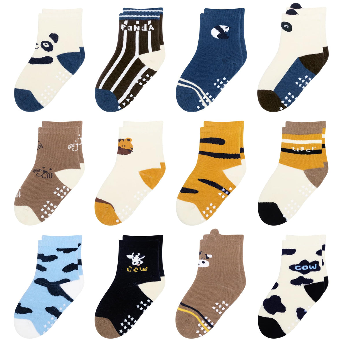 Toddler Non Slip Grip Crew Socks for 1-7 Years Baby Kids Boys Girls
