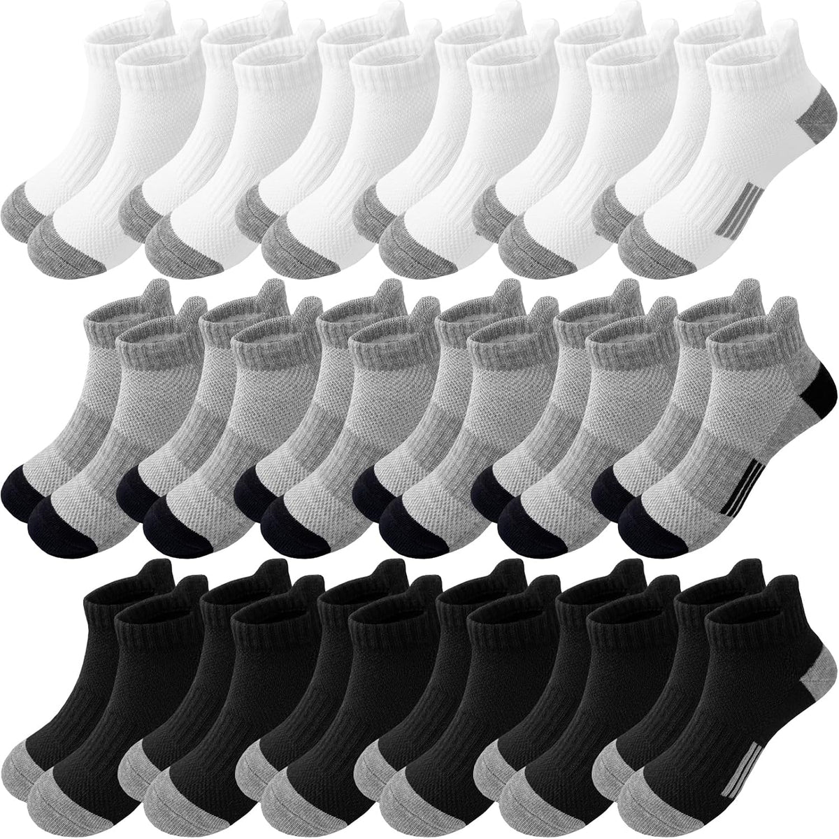 Bemeol Boys Socks 18 Pairs Ankle Socks Boy Running Athletic Sock Low Cut Ankle Sock for Little Big Kids