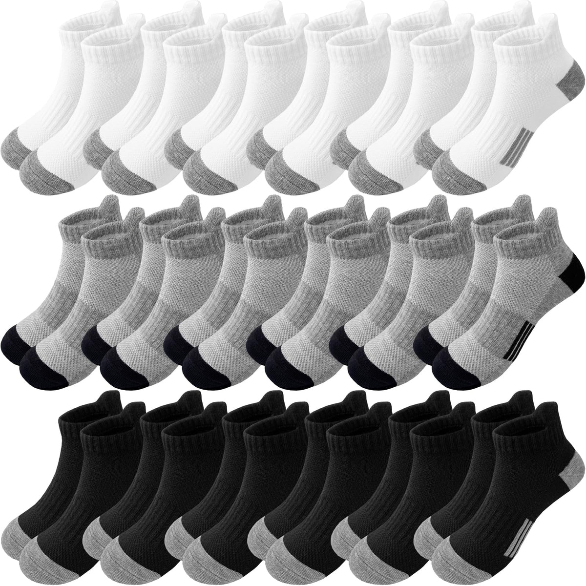 Bemeol Boys Socks 18 Pairs Ankle Socks Boy Running Athletic Sock Low Cut Ankle Sock for Little Big Kids