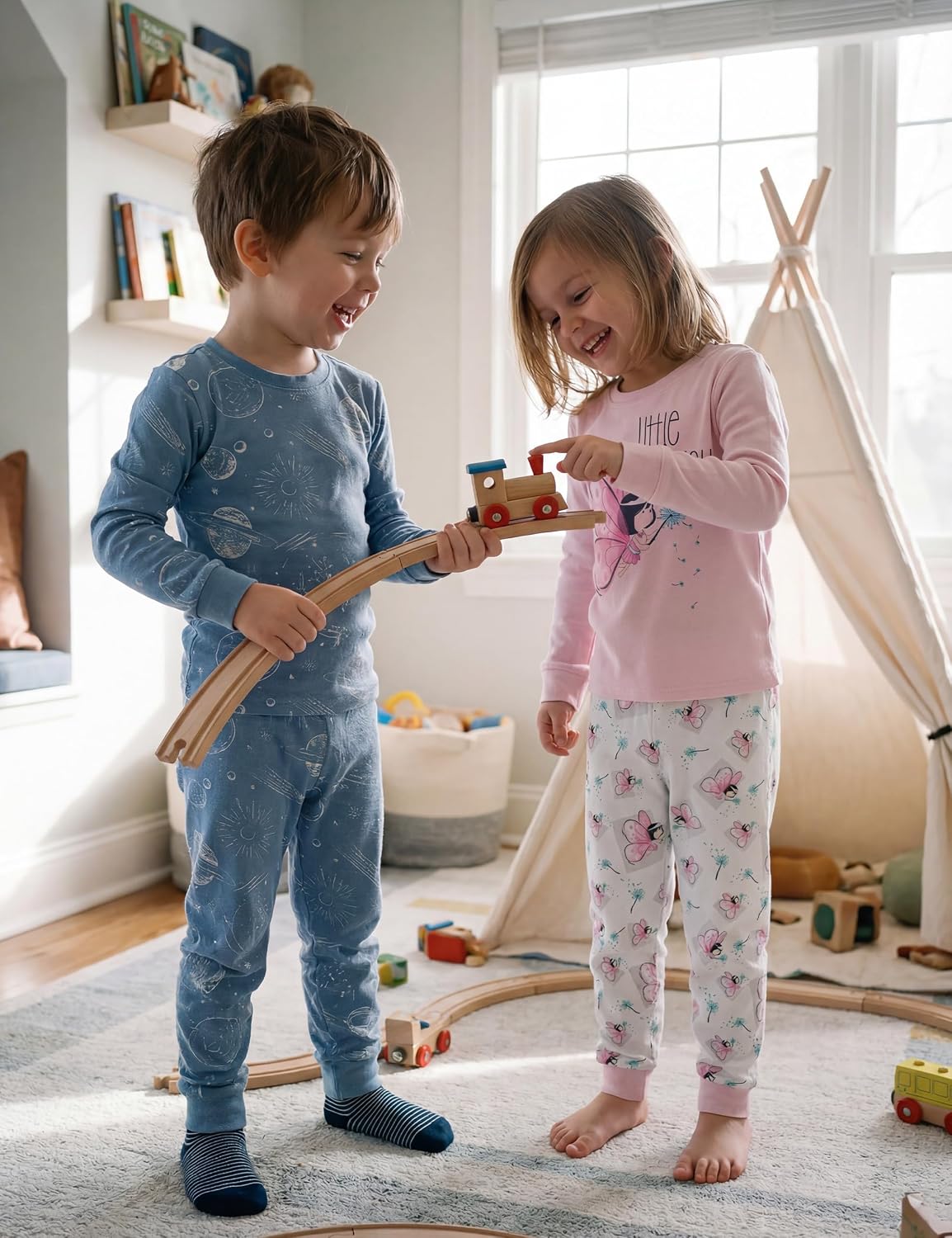 Yoofoss Toddler Pajamas 100% Organic Cotton Pjs Kids Set for Boys Girls