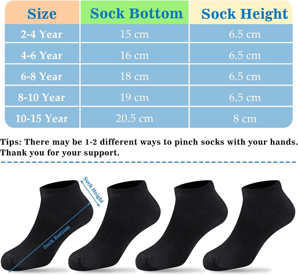 Duufin Kids Socks 20 Pairs Ankle Socks for Kids Boys Girls 4-15 Years Old