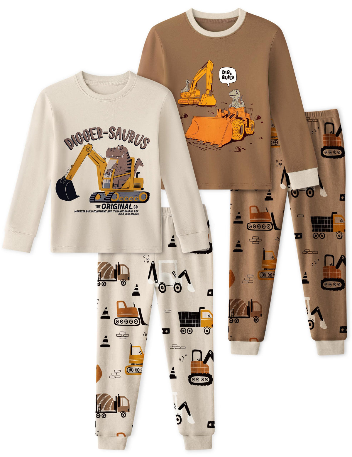 Yoofoss Toddler Pajamas 100% Organic Cotton 4 Piece Long Sleeve Fall Pajama Set Kids Pajamas for Boys Girls Snug Fit Pjs Set