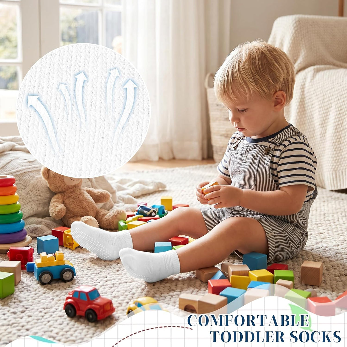 GRPSKCOS Non Slip Toddler Baby Socks 12 Pairs Anti Skid Ankle Socks for Girls Boys Grips Sock for 0-7 Years Children