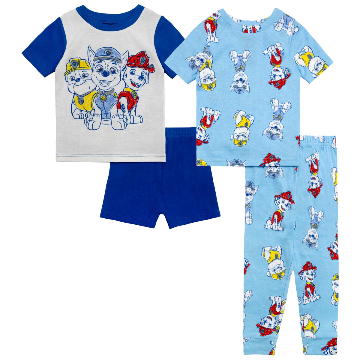 Nickelodeon Boys' 4-piece Snug-fit Cotton Short-Sleeve Matching Pajama Set, Soft & Cute for Kids