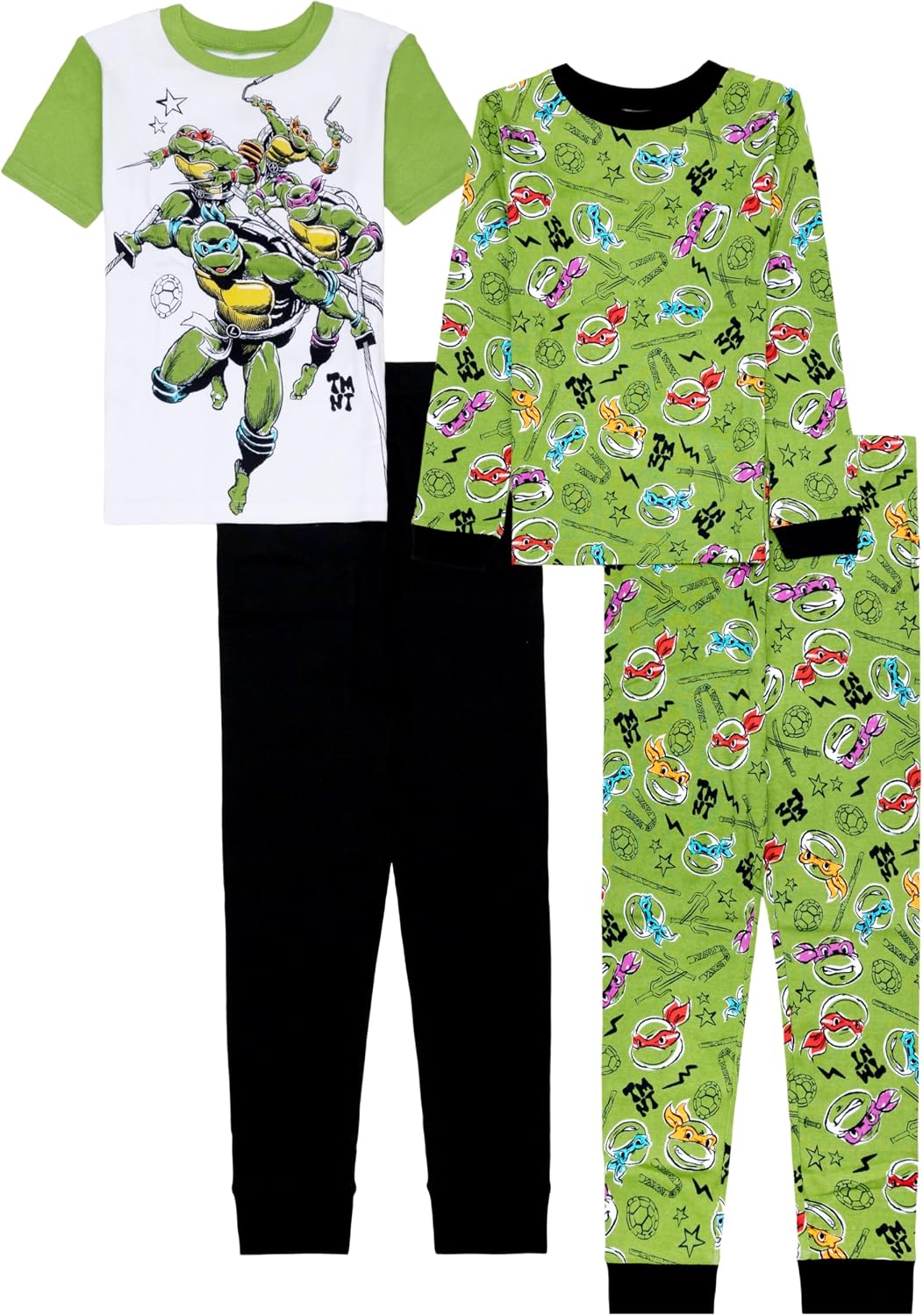 Nickelodeon Boys' 4-piece Snug-fit Cotton Short-Sleeve Matching Pajama Set, Soft & Cute for Kids