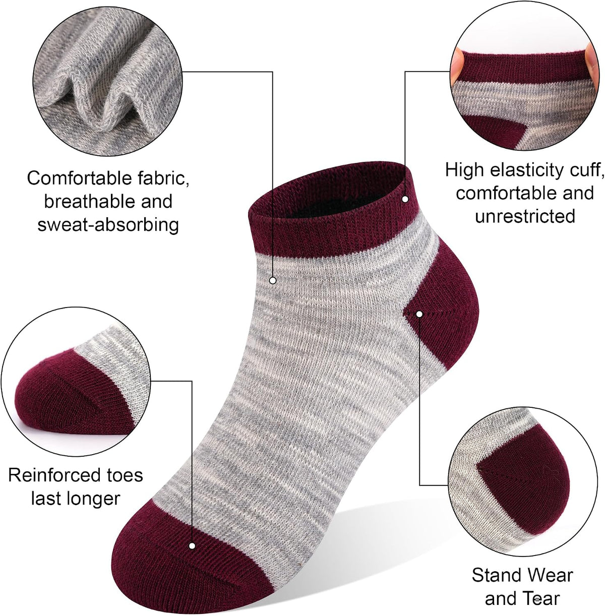 GENTABY Boys Ankle Socks 12-Pack Toddler Athletic Low Cut Socks 2-10Y