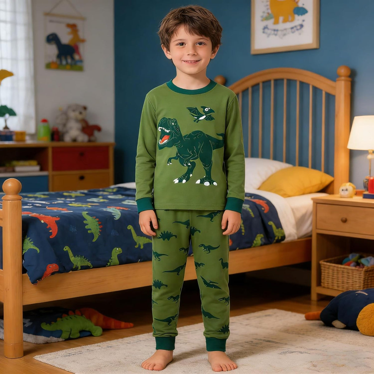 Toddler Boys Pajamas Set 100% Cotton Winter Warm 2 Piece Long Sleeve Pjs