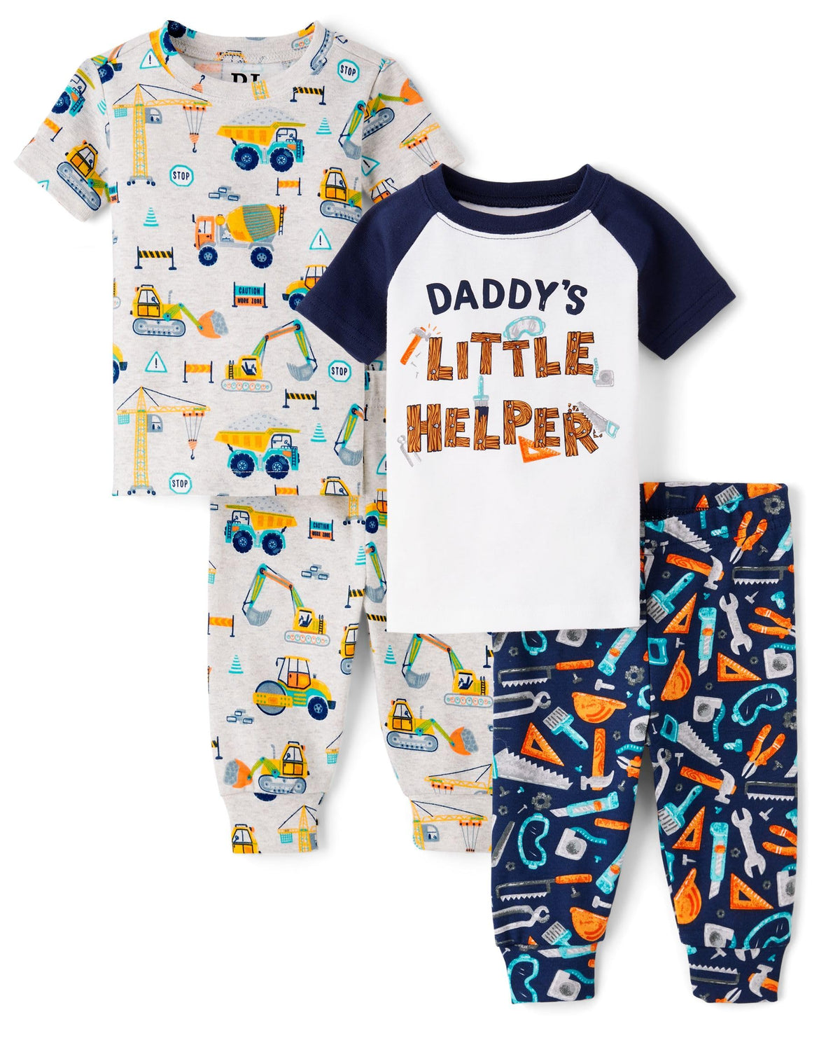 The Children's Place Baby Boys' Snug Fit 100% Cotton Short Sleeve Top and Pants 2 Piece Pajama Set