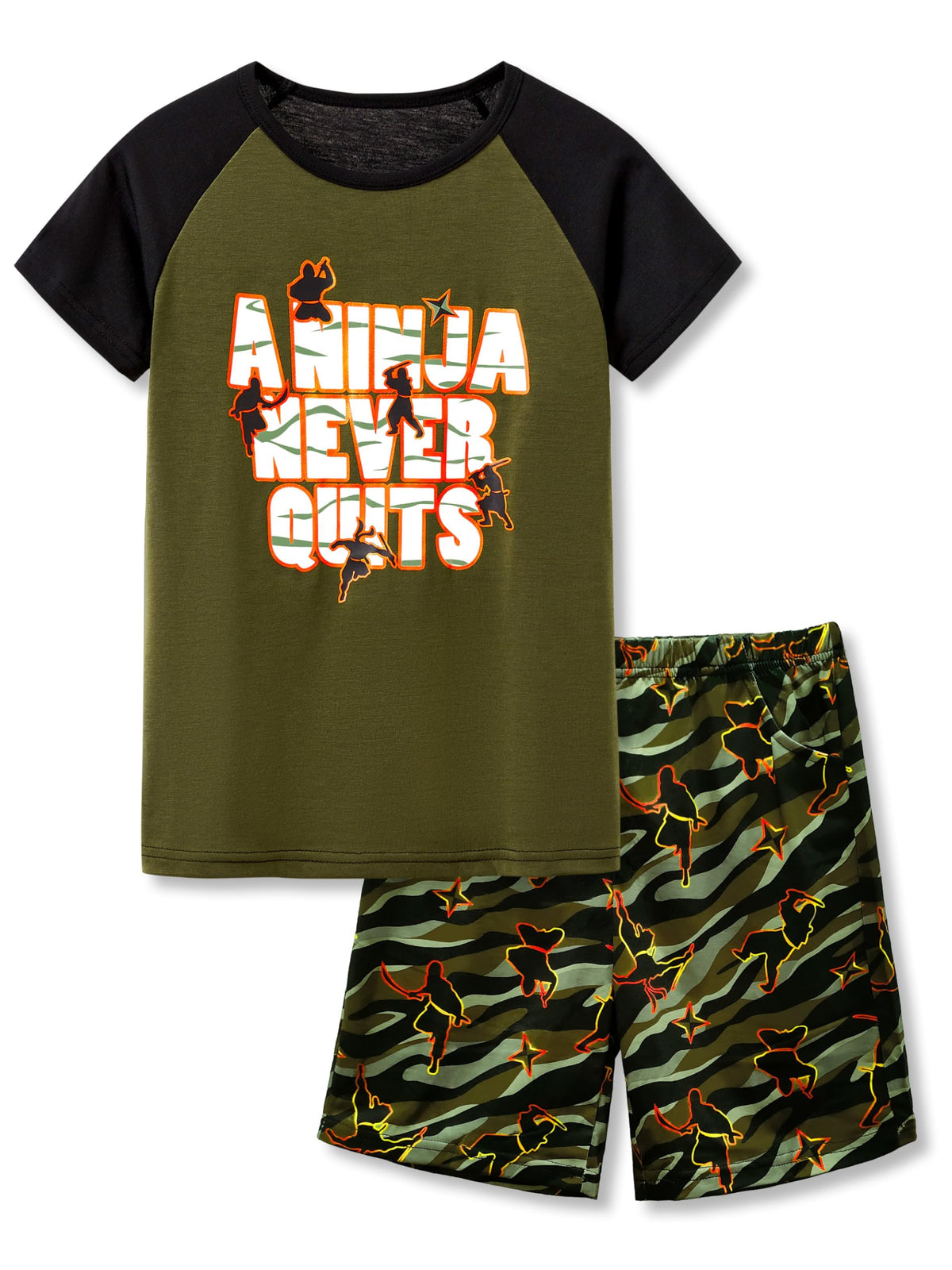 Beezizac Boys Summer Pajamas, Short-Sleeve 2-Piece Sleepwear, Sizes 6-18