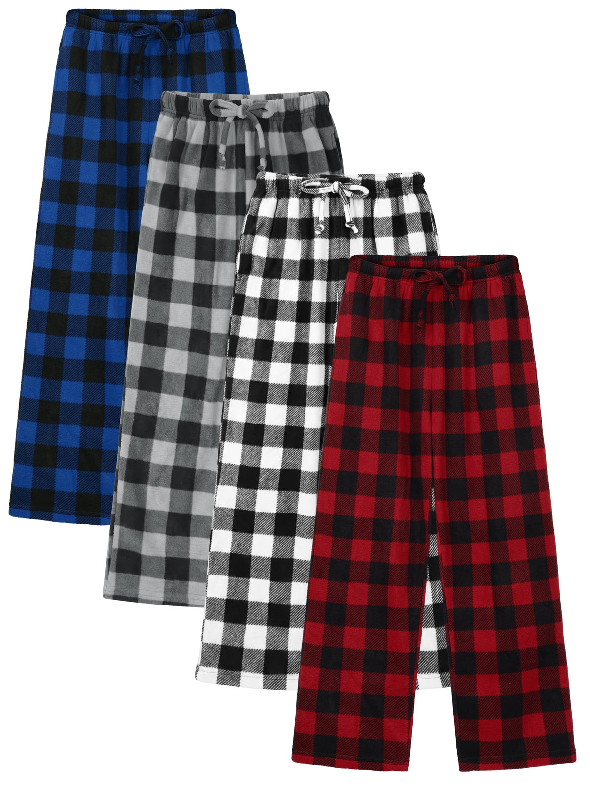 Motarto 4 Pack Boys Soft Pants Micro Fleece Kids Christmas Plaid Pants Elastic Waistband with Pockets Drawstring