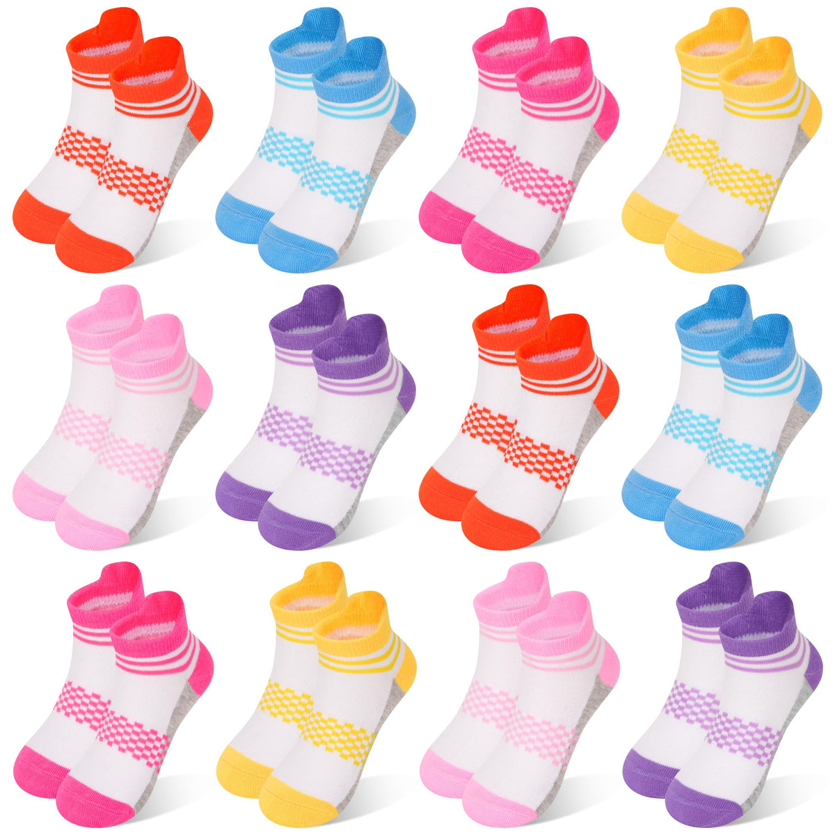 ZERULETS Kids Socks 12 Pairs Boys Ankle Low Cut Athletic Socks 1-14 Years