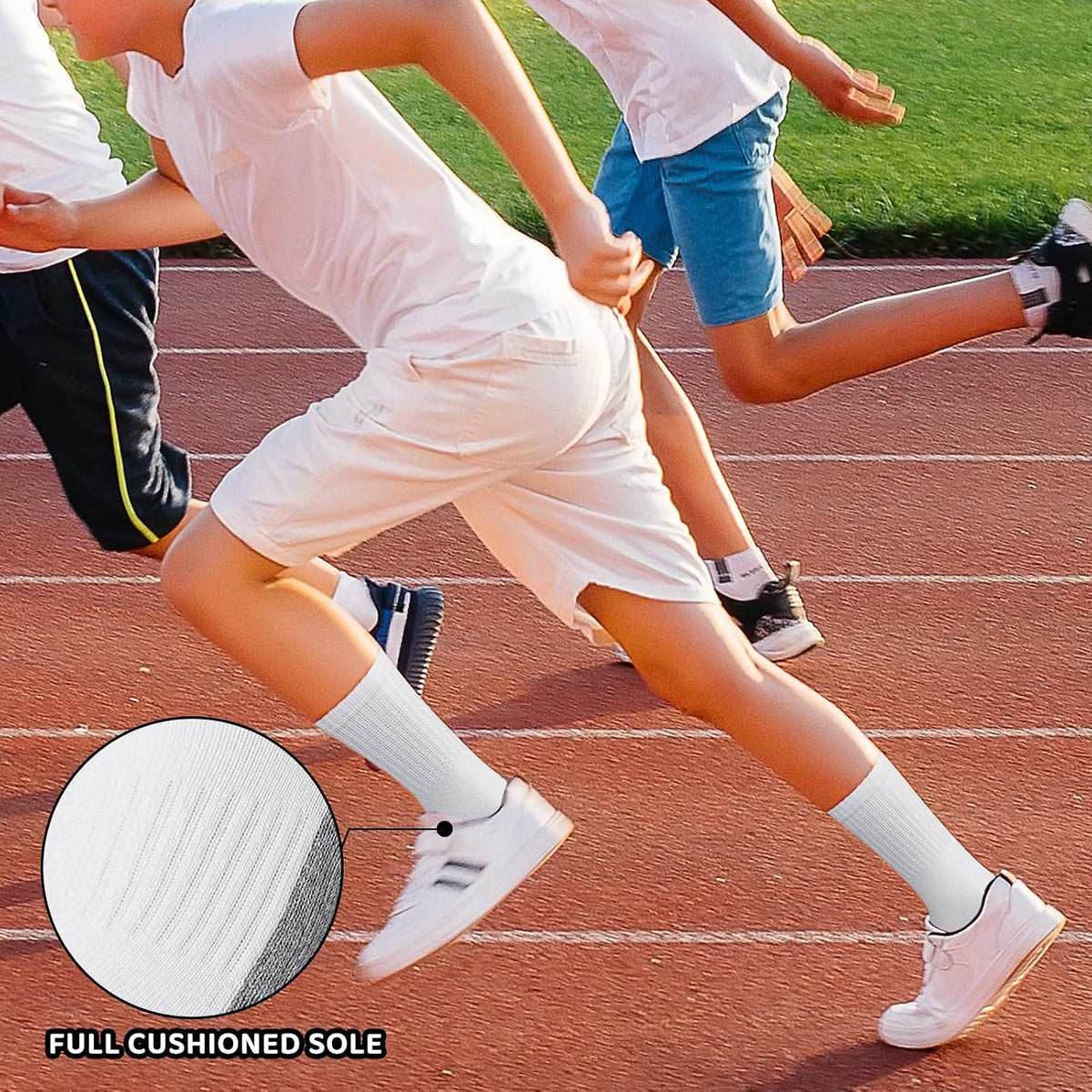 BOOPH Kids Boys Girls Athletic Crew Socks Thick Cotton Socks 5-14 Years