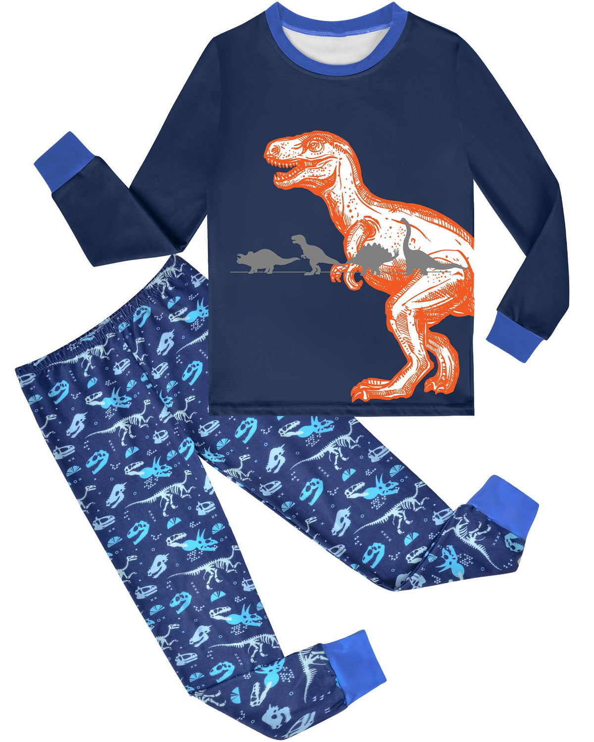 PASHOP 2 Piece Boys Pajamas Kids Long Sleeve Top and Pants Pajamas Pjs Sleepwear Set for Toddler Little Boys 3-10 Years