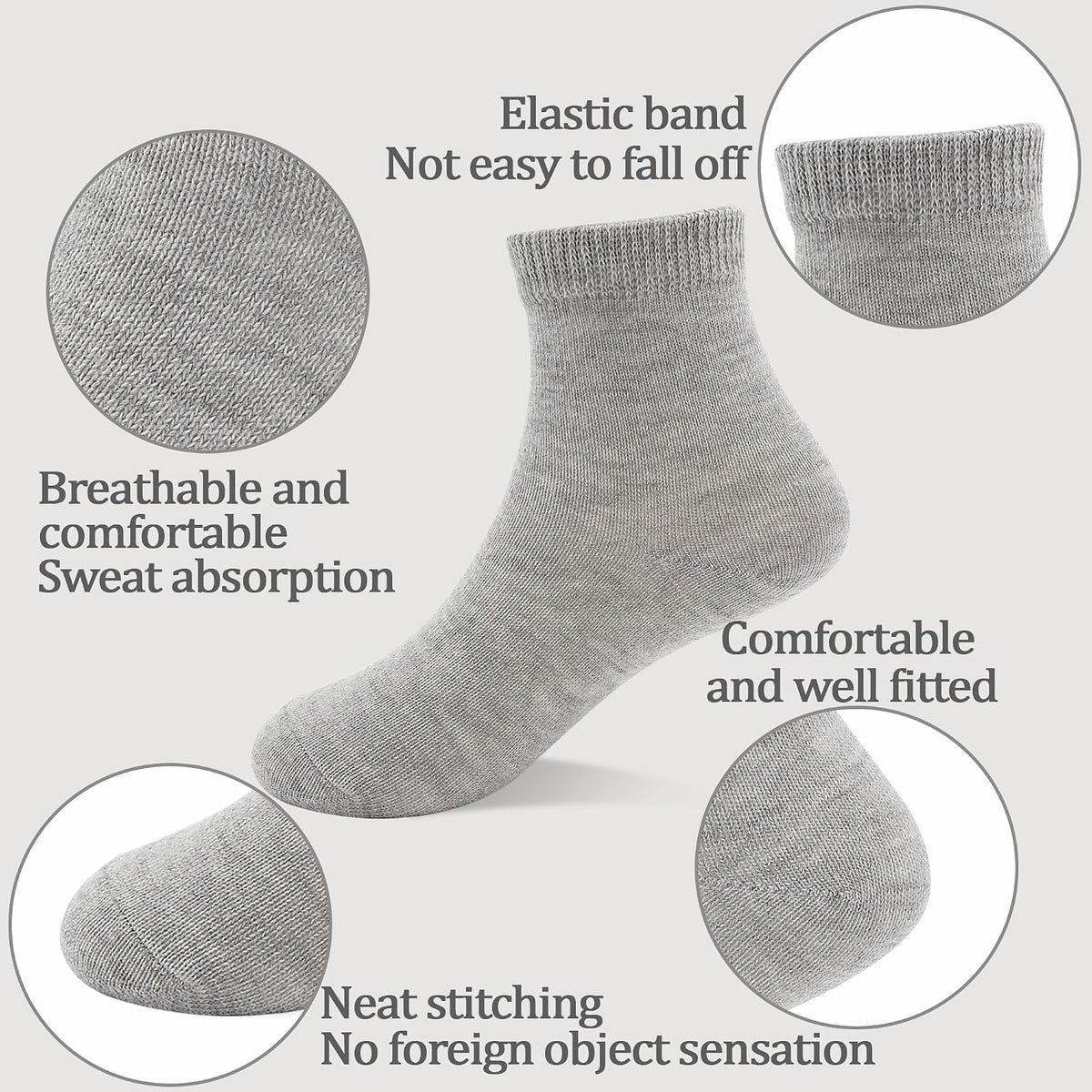 12 Pairs Boys Crew Socks, Unisex Kids School Socks Ages 1-14