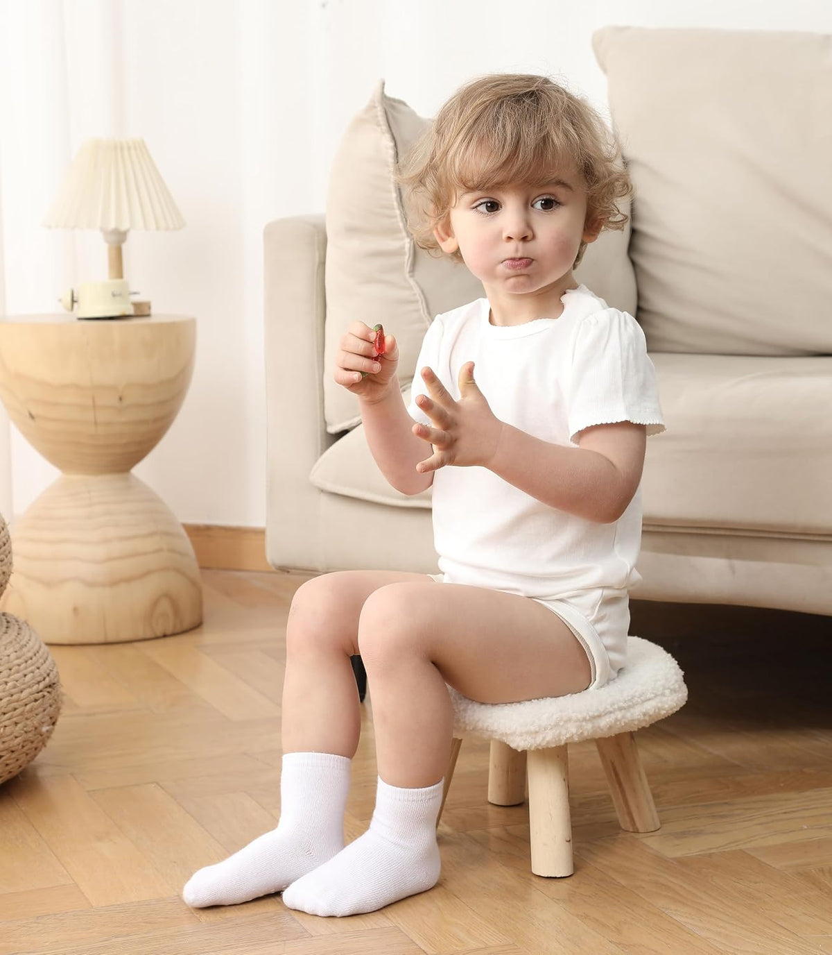 Baby Toddlers Crew Socks with Non-Slip Grip 12 Pack Cotton Stretch Socks