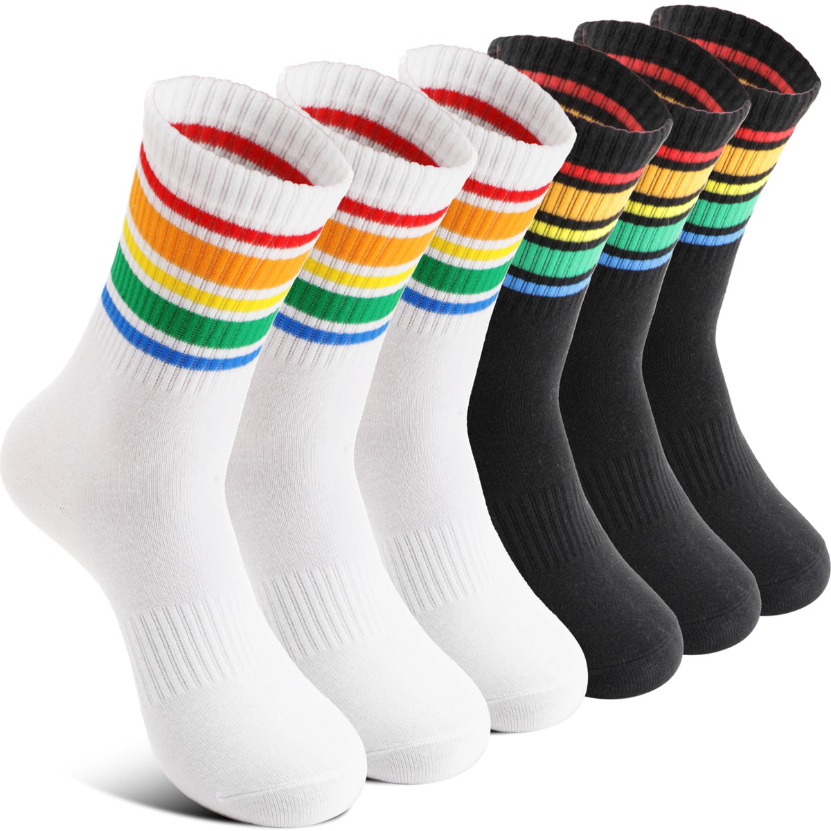 Welwoos 6 Pairs Kids Boys Girls Socks Athletic Basketball Youth Sport Crew Cotton Breathable Soft Socks