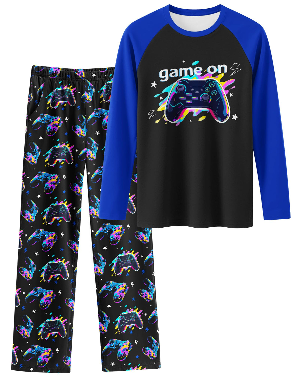 PASHOP Boys Pajamas Cozy Soft Long Sleeves Top and Pants 2 Piece Cool Pjs Pajamas Set Big Boys Sleepwear Size 8-14