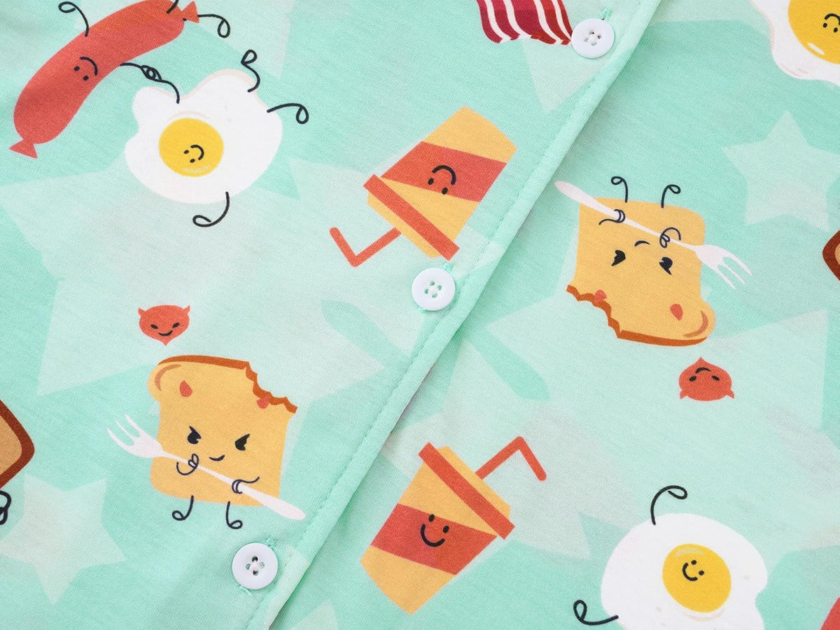 Beezizac Boys Pajamas Fun Prints Button-Down Short Sleeve Set Sizes 6-18