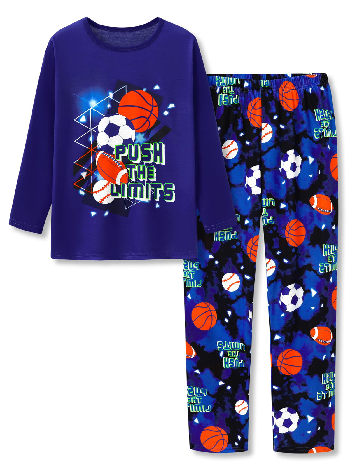 Tebbis Boys Comfy Trendy Print Long Sleeve & Pants Pajama Set Sizes 6-18
