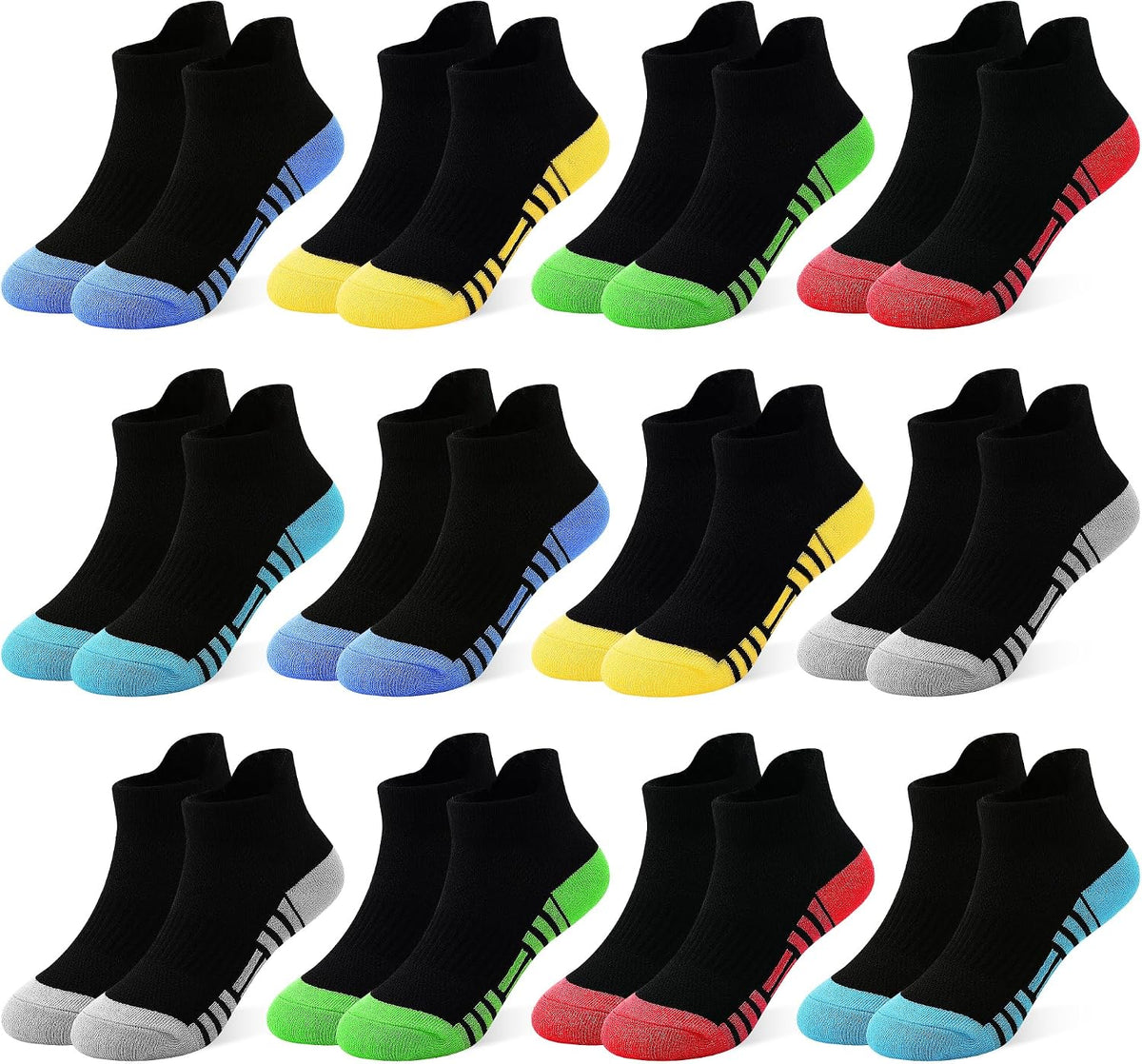 GENTABY 12 Pairs Boys Socks Kids Athletic Ankle Socks for Toddler 1-14Y