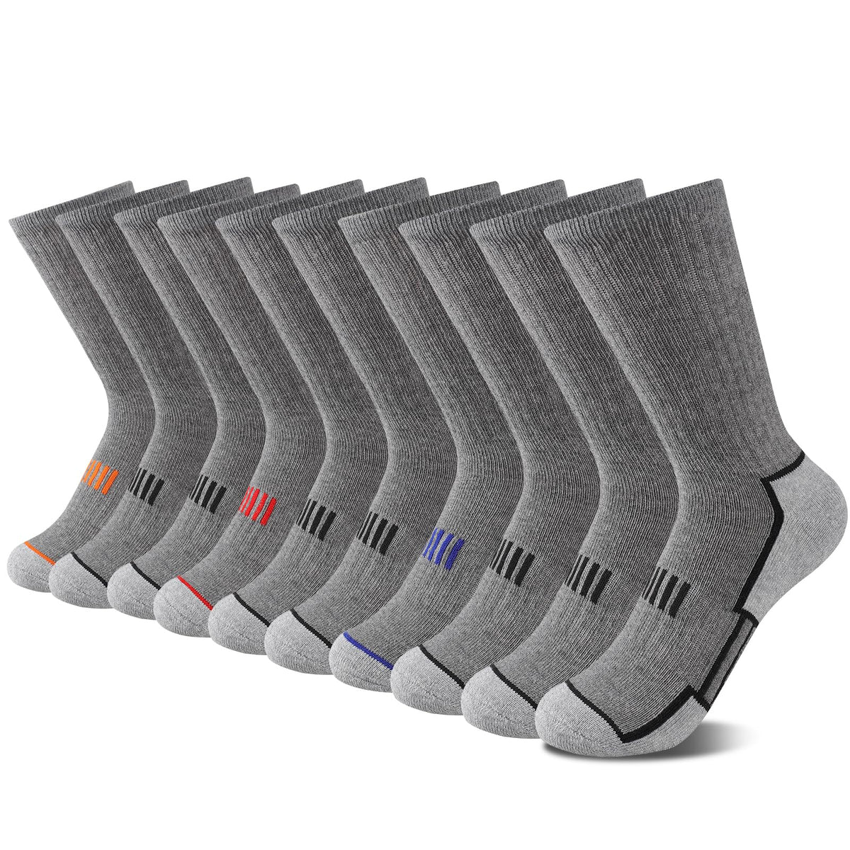 Comfoex 10 Pairs Boys Socks Crew Athletic Calf Long Socks Half Cushioned Socks For Kids 4-6 6-8 8-10 Years Old