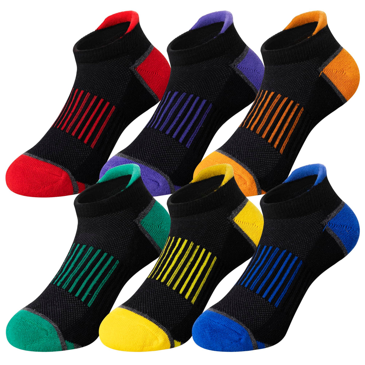 Eocom Kids Boys Ankle Socks Low Cut Athletic Cotton Sport Socks For Little Boys 6 Pairs